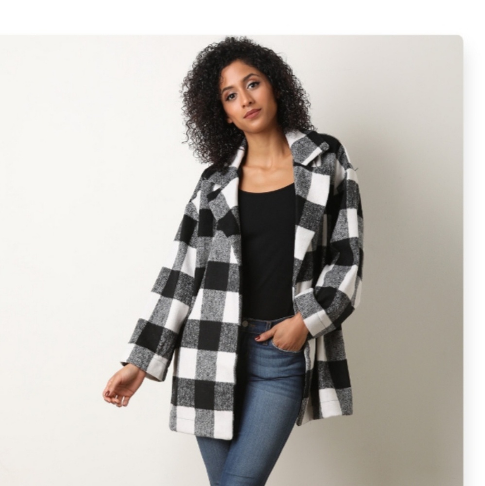 Black & white Open Front Peacoat